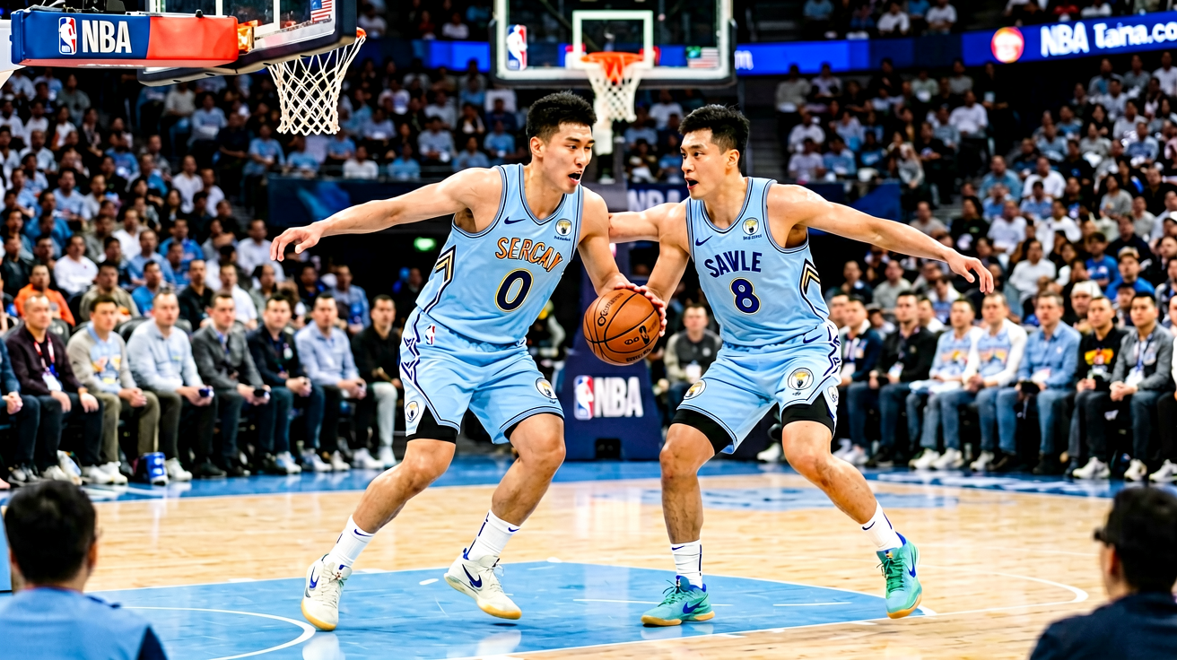 NBA篮球赛场激烈对抗瞬间